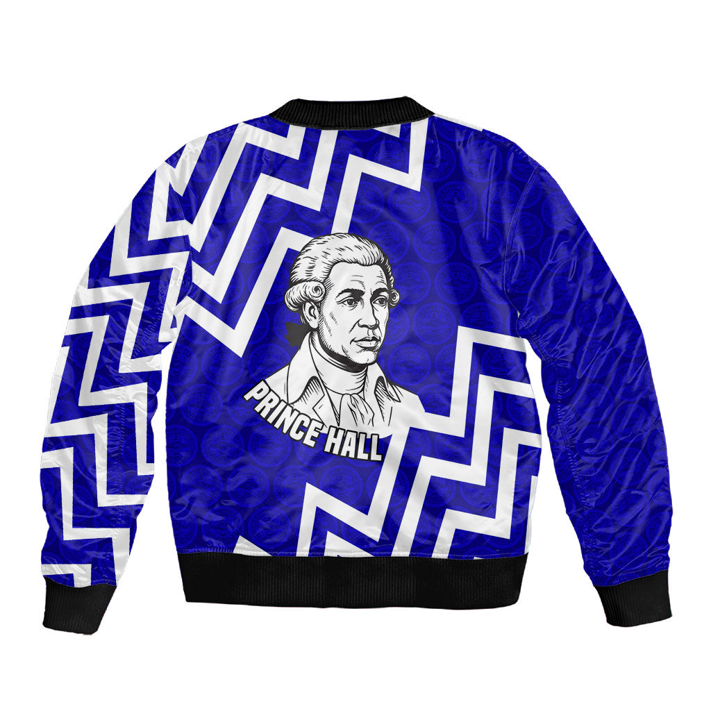 Prince Hall Grand Lodge Sleeve Zip Bomber Jacket Founder Portrait Geometric Brotherhood