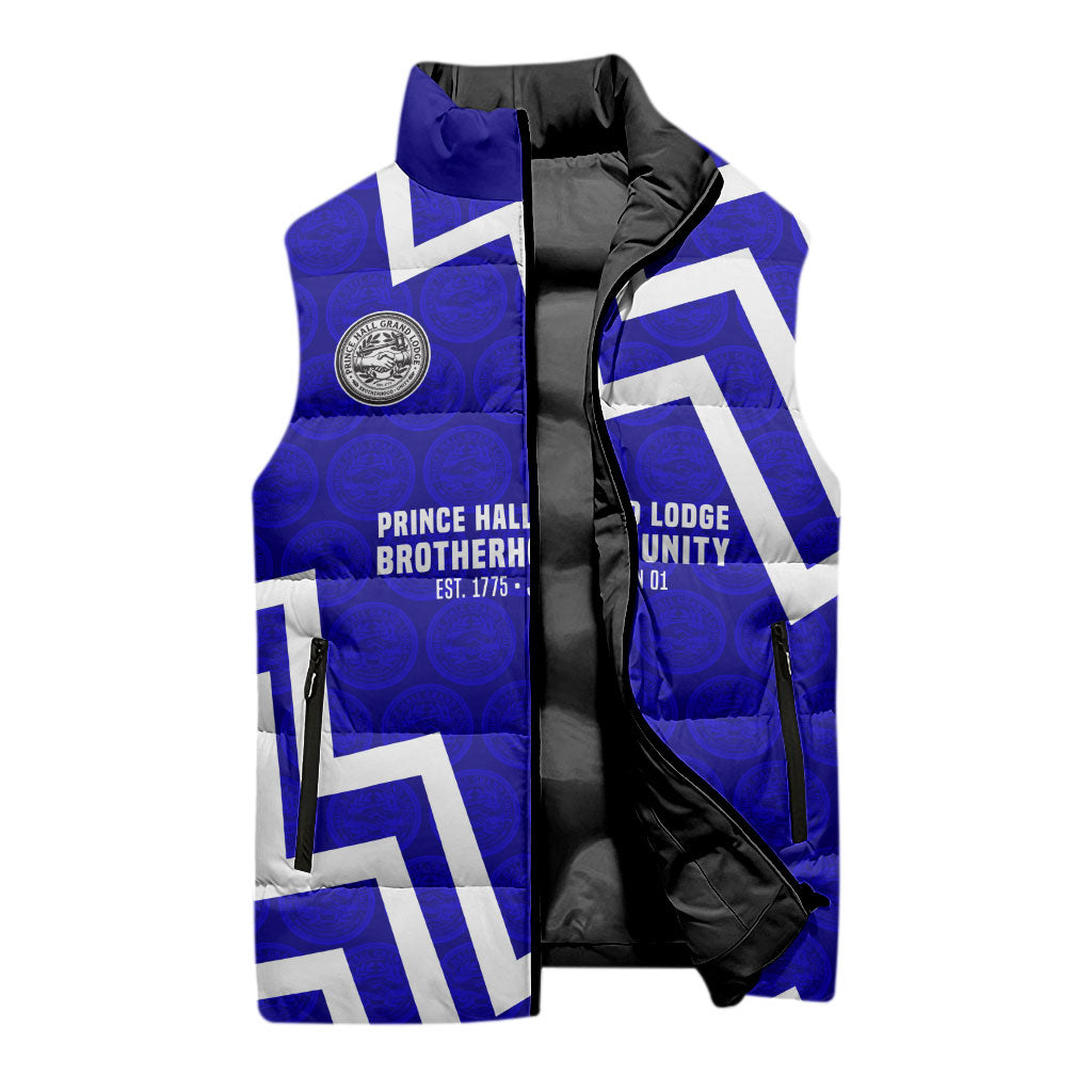 Prince Hall Grand Lodge Sleeveless Puffer Jacket Founder Portrait Geometric Brotherhood