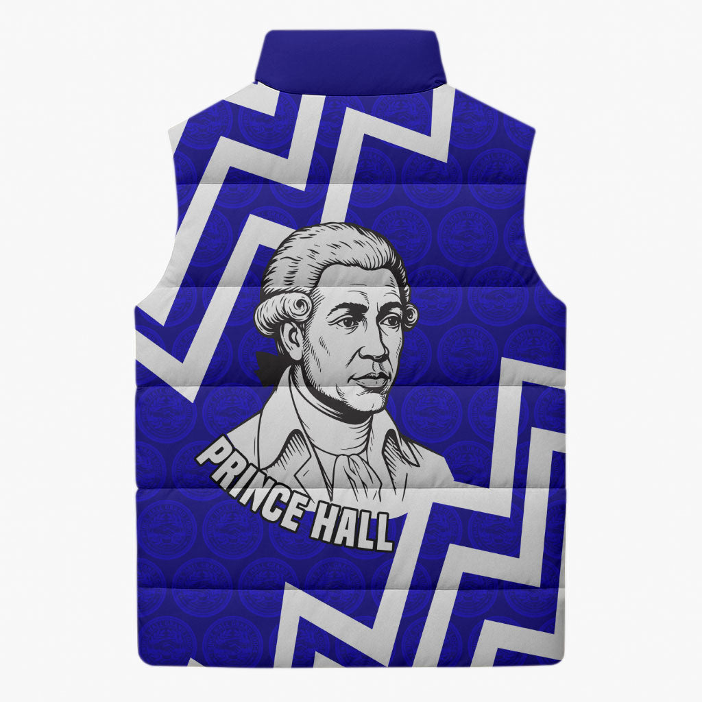 Prince Hall Grand Lodge Sleeveless Puffer Jacket Founder Portrait Geometric Brotherhood