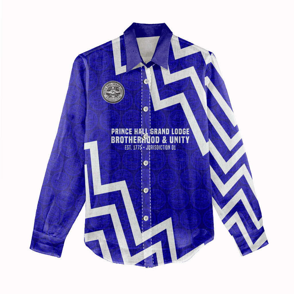 Prince Hall Grand Lodge Women Casual Shirt Founder Portrait Geometric Brotherhood