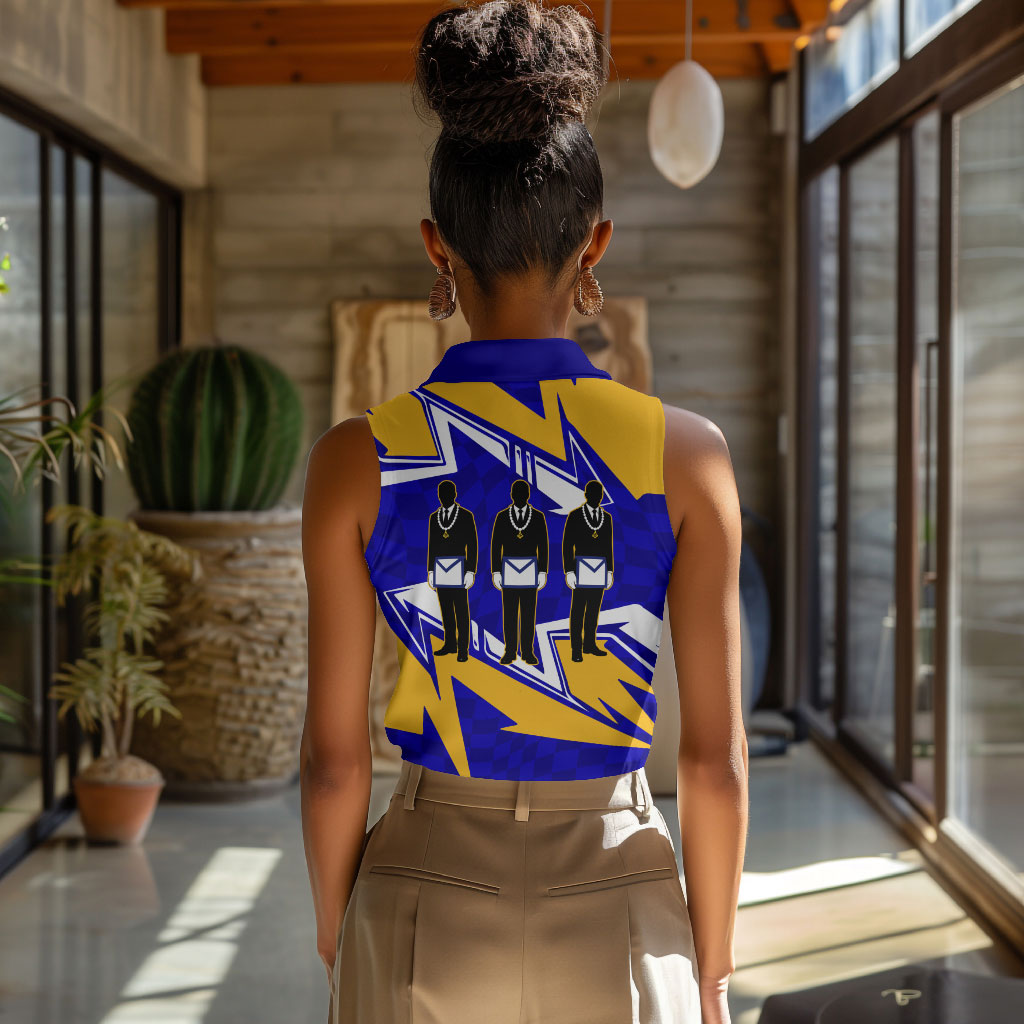 Prince Hall Freemasonry Women Sleeveless Polo Shirt Square and Compasses Masonic Brothers