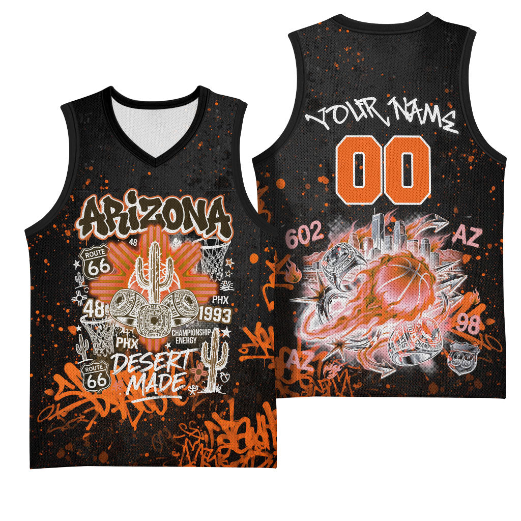 Personalized Arizona Basketball Jersey Graffiti Street Art Southwest Cactus Route 66 Retro