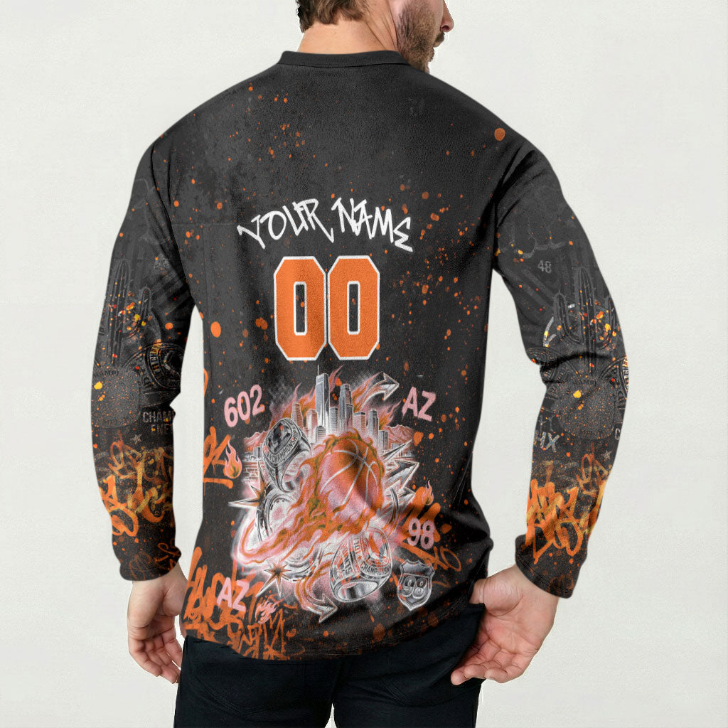 Personalized Arizona Button Sweatshirt Graffiti Street Art Southwest Cactus Route 66 Retro