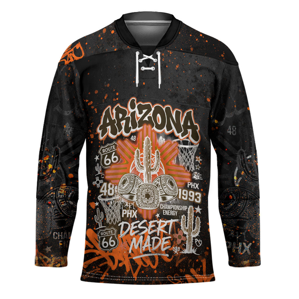 Personalized Arizona Hockey Jersey Graffiti Street Art Southwest Cactus Route 66 Retro
