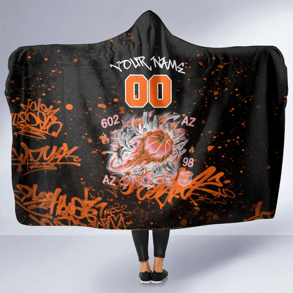Personalized Arizona Hooded Blanket Graffiti Street Art Southwest Cactus Route 66 Retro