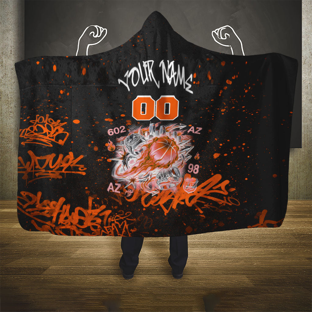 Personalized Arizona Hooded Blanket Graffiti Street Art Southwest Cactus Route 66 Retro