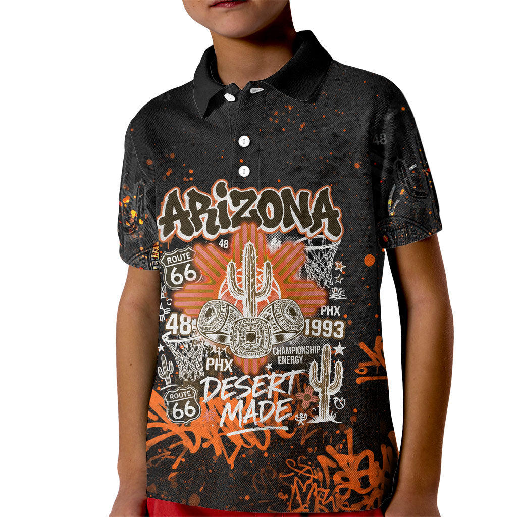 Personalized Arizona Kid Polo Shirt Graffiti Street Art Southwest Cactus Route 66 Retro