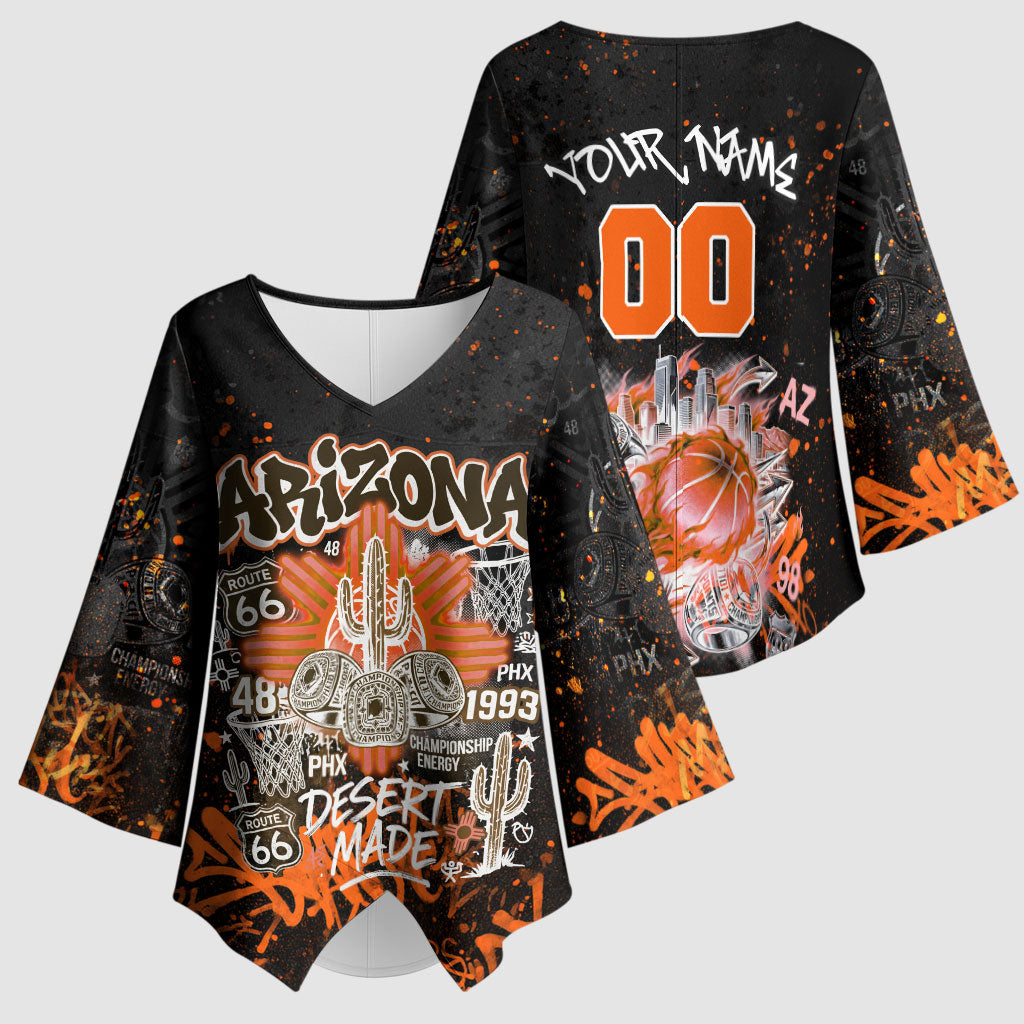 Personalized Arizona Kimono Sleeve Blouse Graffiti Street Art Southwest Cactus Route 66 Retro