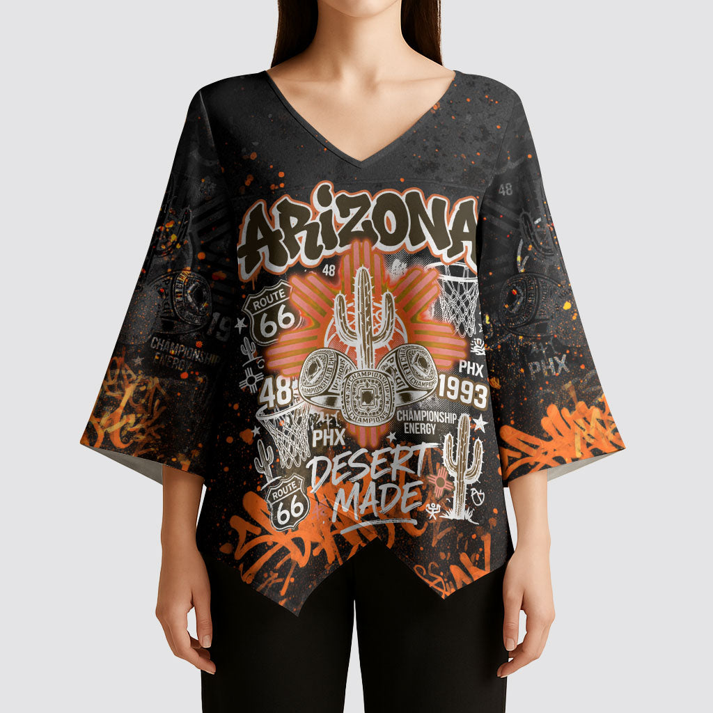 Personalized Arizona Kimono Sleeve Blouse Graffiti Street Art Southwest Cactus Route 66 Retro