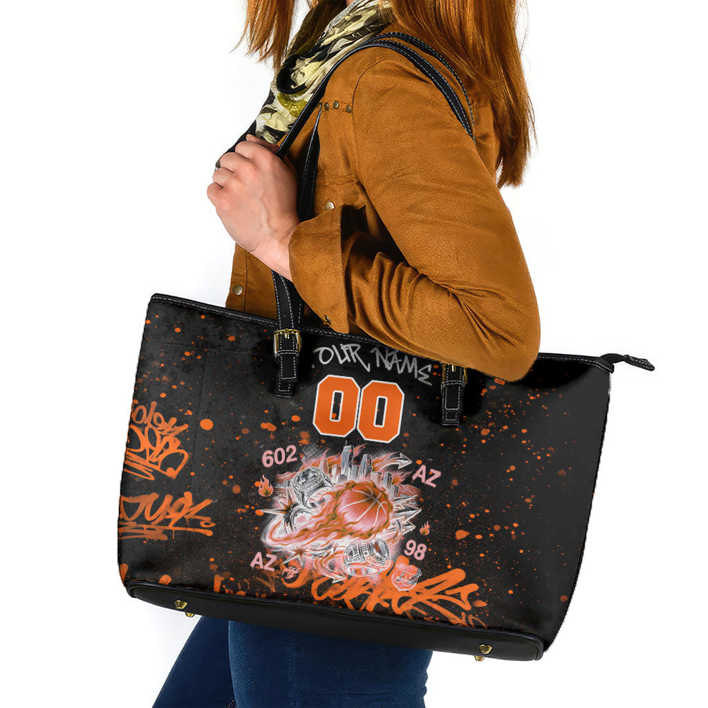 Personalized Arizona Leather Tote Bag Graffiti Street Art Southwest Cactus Route 66 Retro