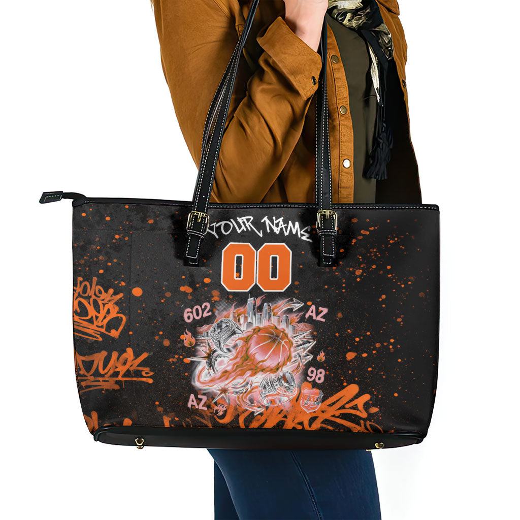 Personalized Arizona Leather Tote Bag Graffiti Street Art Southwest Cactus Route 66 Retro