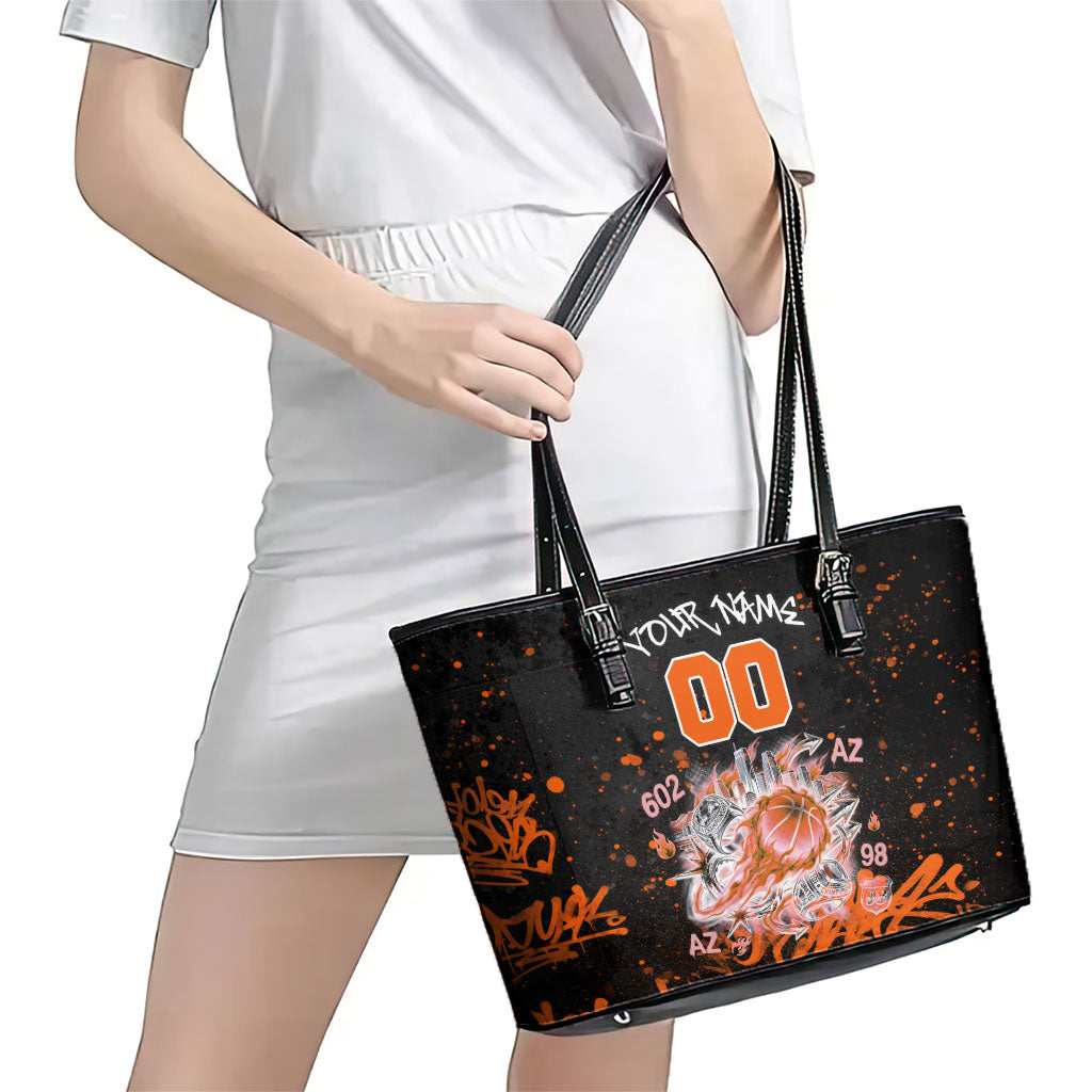Personalized Arizona Leather Tote Bag Graffiti Street Art Southwest Cactus Route 66 Retro
