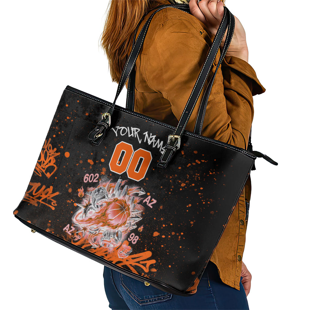 Personalized Arizona Leather Tote Bag Graffiti Street Art Southwest Cactus Route 66 Retro