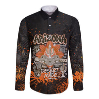 Personalized Arizona Long Sleeve Button Shirt Graffiti Street Art Southwest Cactus Route 66 Retro