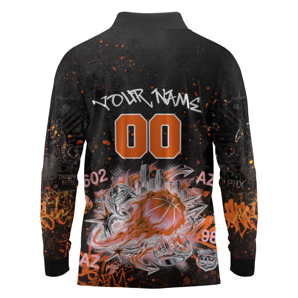Personalized Arizona Long Sleeve Polo Shirt Graffiti Street Art Southwest Cactus Route 66 Retro