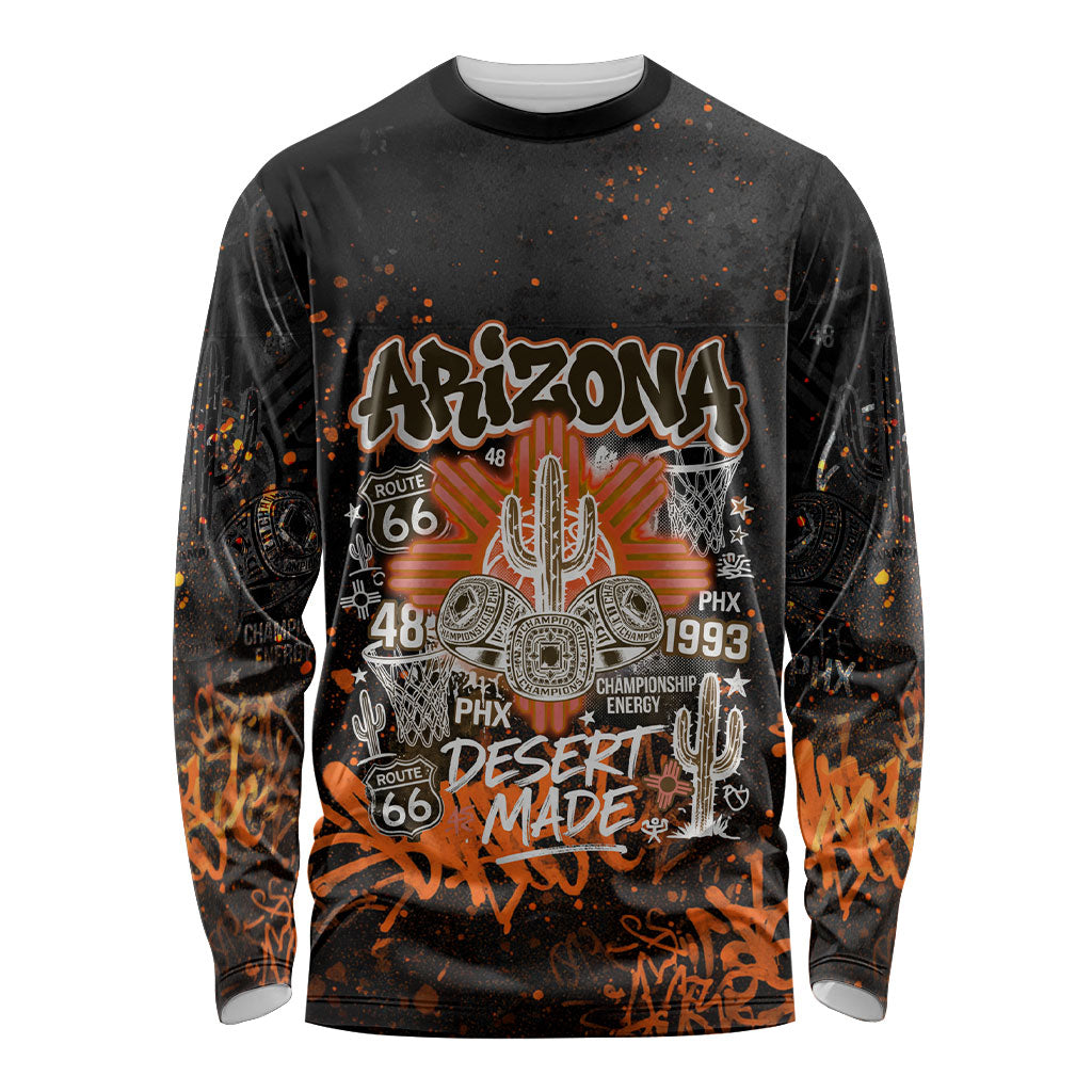 Personalized Arizona Long Sleeve Shirt Graffiti Street Art Southwest Cactus Route 66 Retro