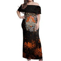Personalized Arizona Off Shoulder Maxi Dress Graffiti Street Art Southwest Cactus Route 66 Retro