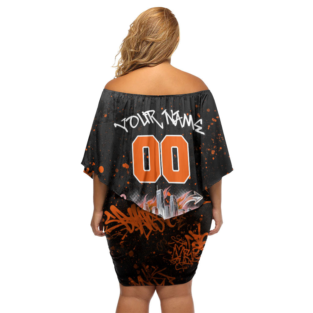 Personalized Arizona Off Shoulder Short Dress Graffiti Street Art Southwest Cactus Route 66 Retro