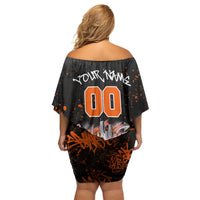 Personalized Arizona Off Shoulder Short Dress Graffiti Street Art Southwest Cactus Route 66 Retro