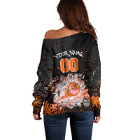 Personalized Arizona Off Shoulder Sweater Graffiti Street Art Southwest Cactus Route 66 Retro
