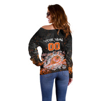 Personalized Arizona Off Shoulder Sweater Graffiti Street Art Southwest Cactus Route 66 Retro