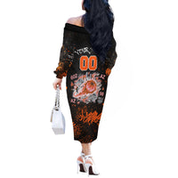 Personalized Arizona Off The Shoulder Long Sleeve Dress Graffiti Street Art Southwest Cactus Route 66 Retro