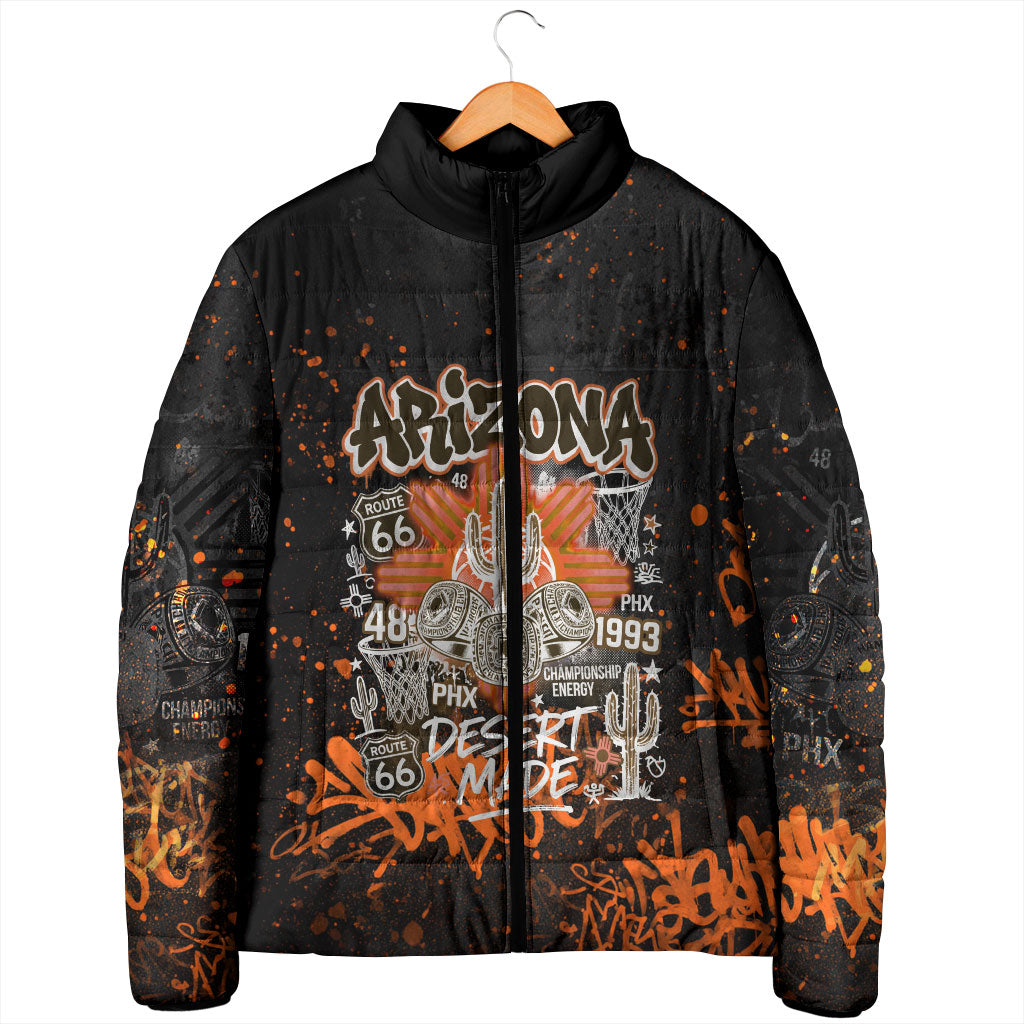 Personalized Arizona Padded Jacket Graffiti Street Art Southwest Cactus Route 66 Retro