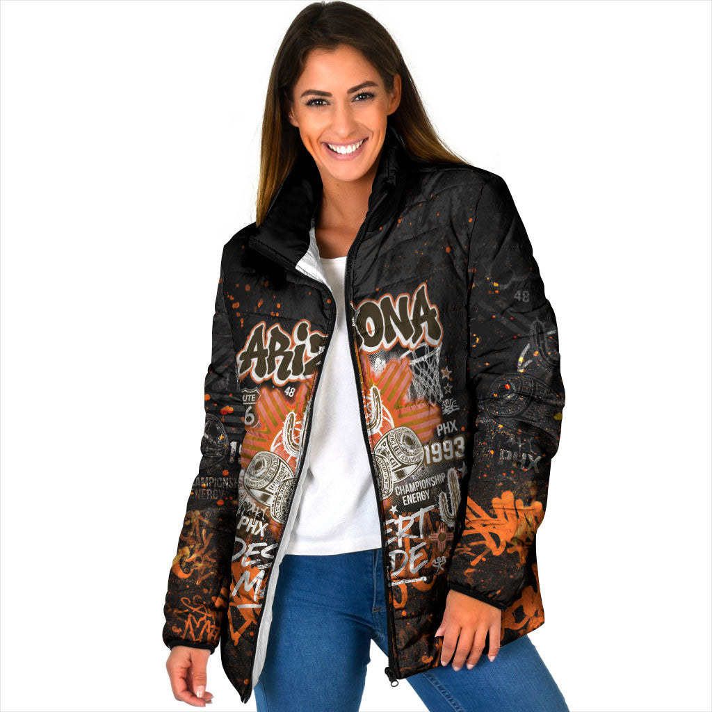 Personalized Arizona Padded Jacket Graffiti Street Art Southwest Cactus Route 66 Retro