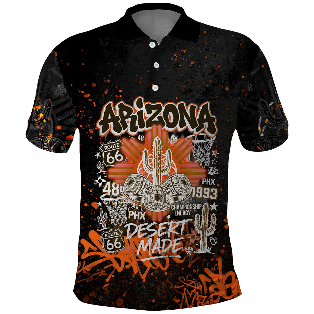 Personalized Arizona Polo Shirt Graffiti Street Art Southwest Cactus Route 66 Retro