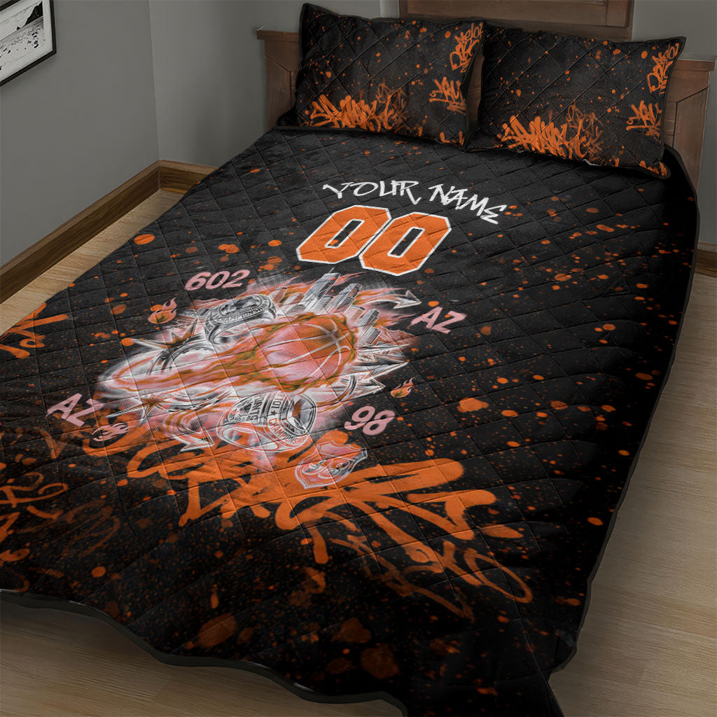 Personalized Arizona Quilt Bed Set Graffiti Street Art Southwest Cactus Route 66 Retro