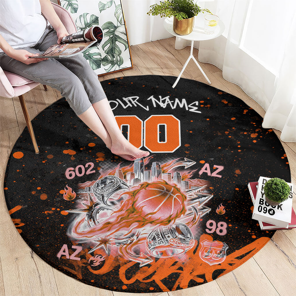 Personalized Arizona Round Carpet Graffiti Street Art Southwest Cactus Route 66 Retro