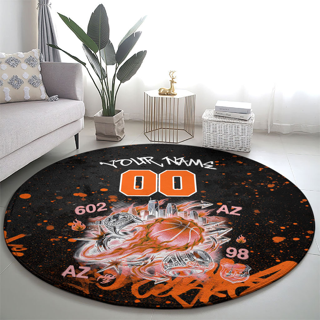 Personalized Arizona Round Carpet Graffiti Street Art Southwest Cactus Route 66 Retro