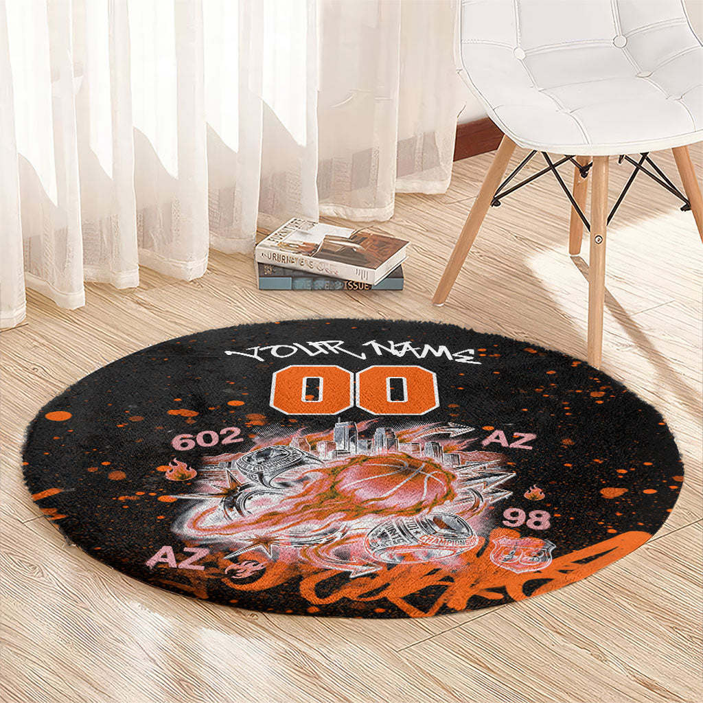 Personalized Arizona Round Carpet Graffiti Street Art Southwest Cactus Route 66 Retro