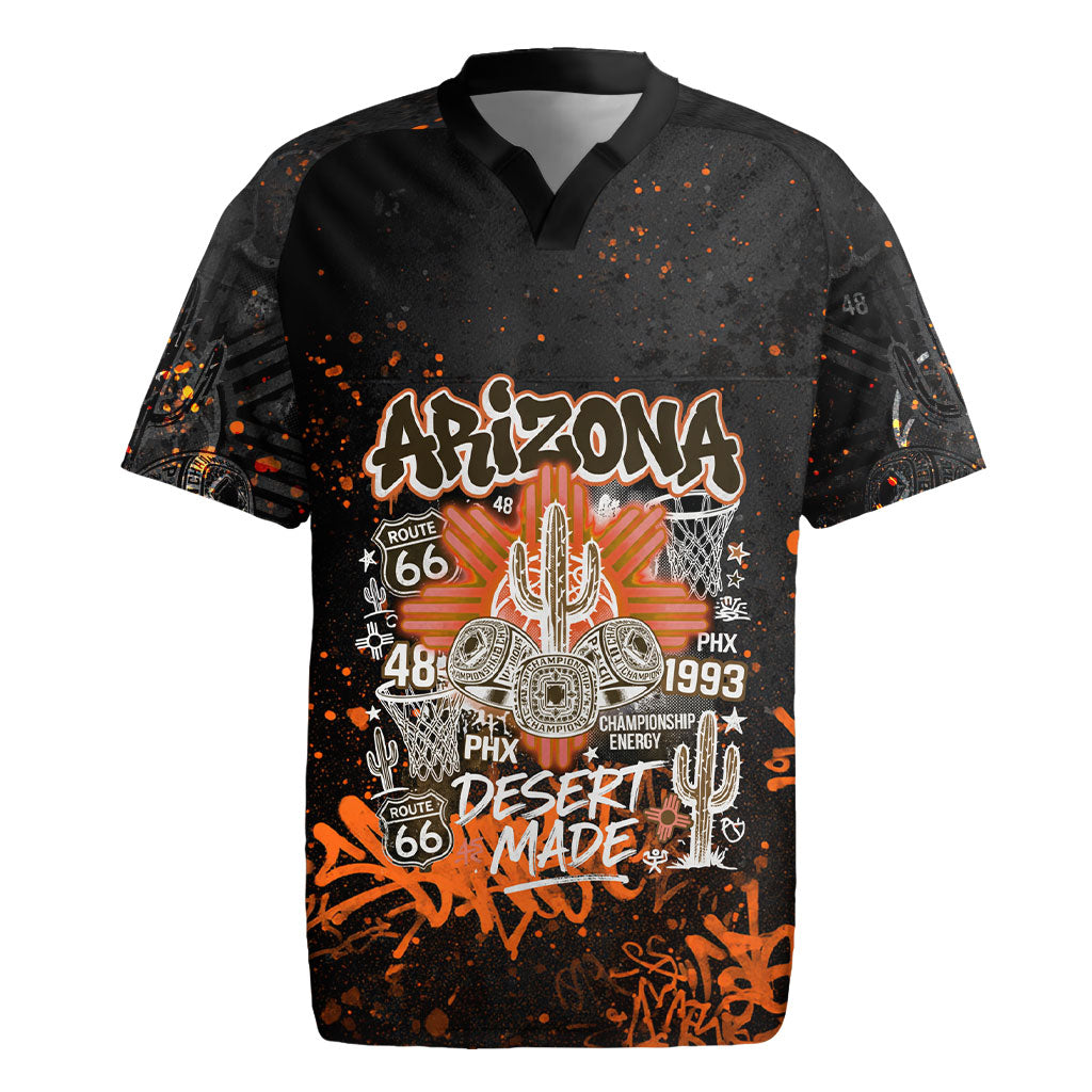 Personalized Arizona Rugby Jersey Graffiti Street Art Southwest Cactus Route 66 Retro