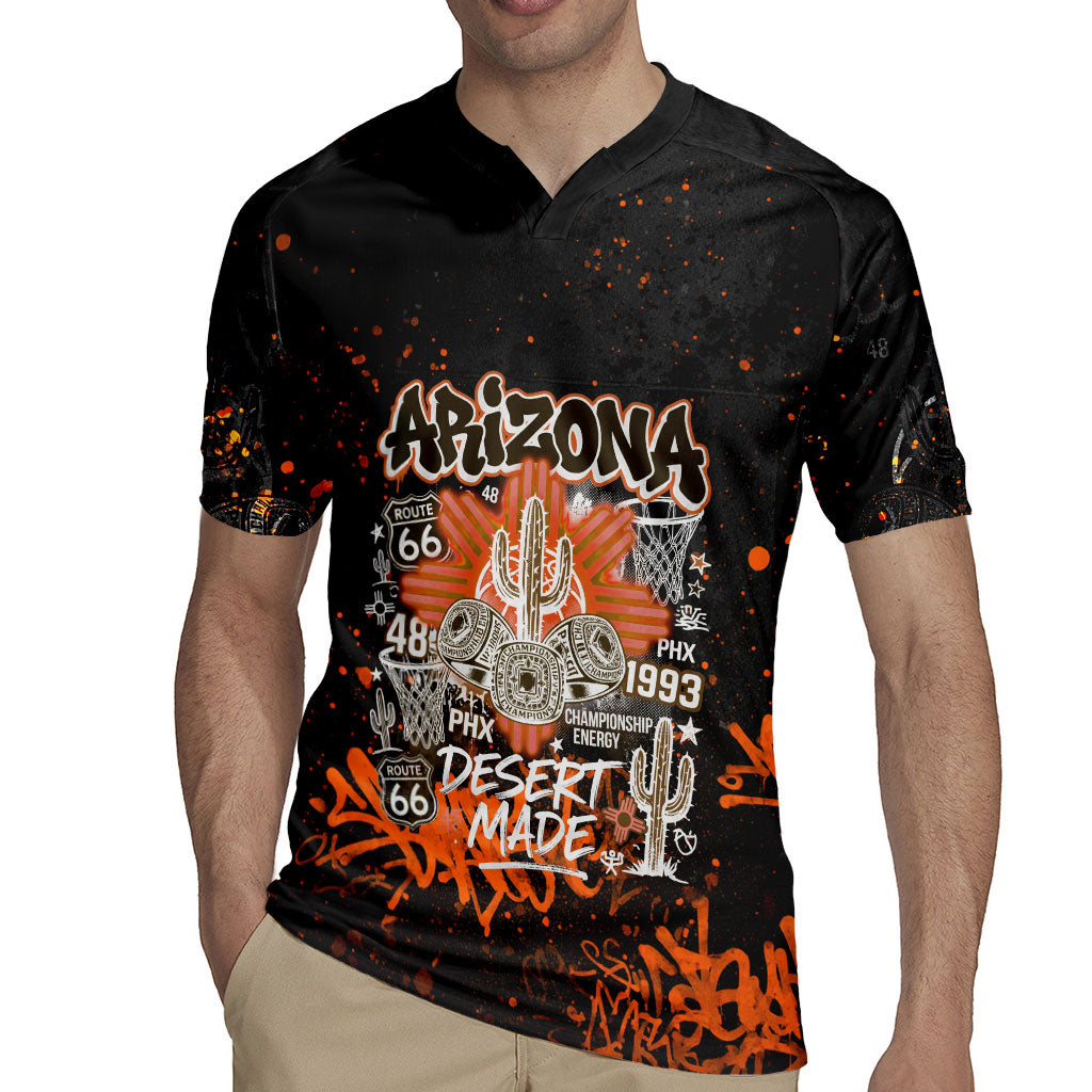 Personalized Arizona Rugby Jersey Graffiti Street Art Southwest Cactus Route 66 Retro