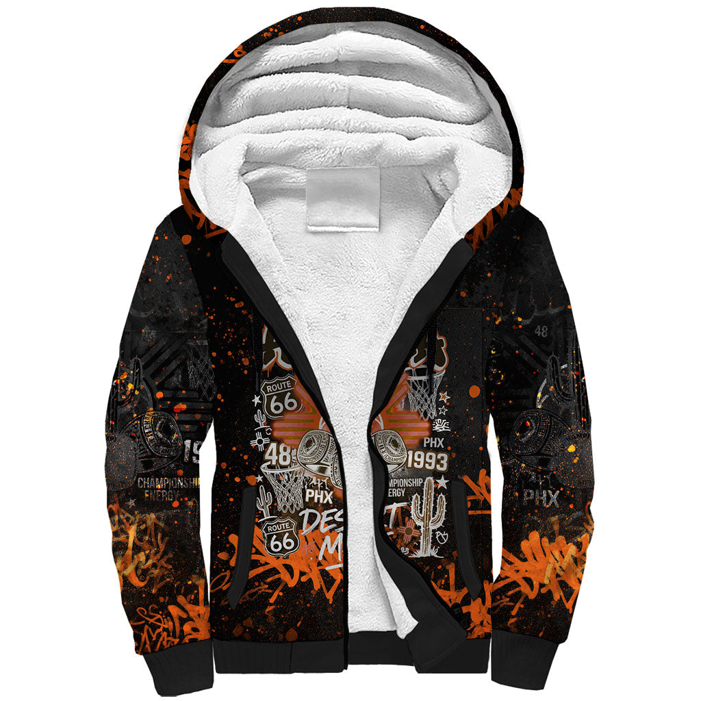 Personalized Arizona Sherpa Hoodie Graffiti Street Art Southwest Cactus Route 66 Retro