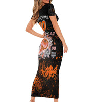 Personalized Arizona Short Sleeve Bodycon Dress Graffiti Street Art Southwest Cactus Route 66 Retro