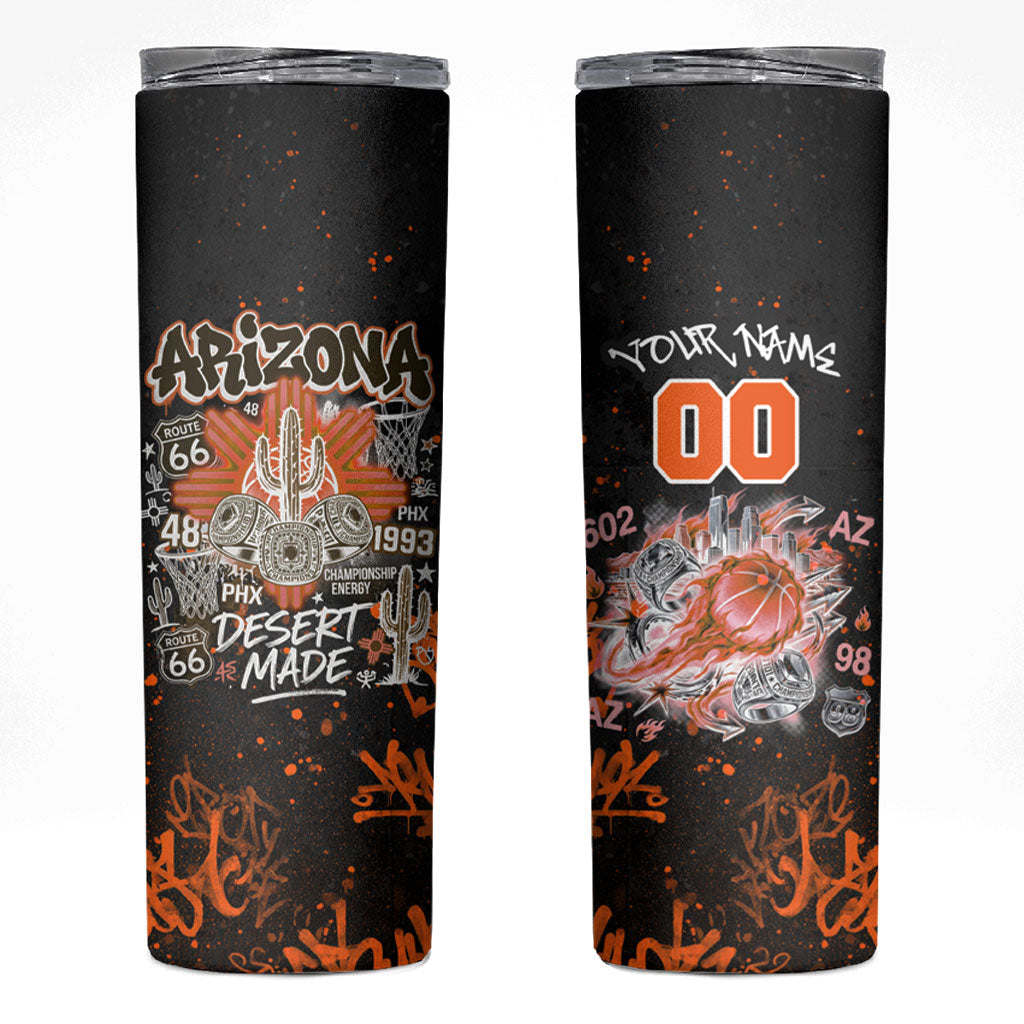 Personalized Arizona Skinny Tumbler Graffiti Street Art Southwest Cactus Route 66 Retro