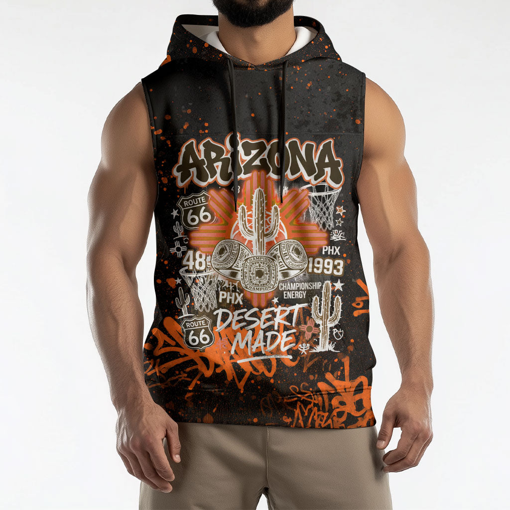 Personalized Arizona Sleeveless Hoodie Graffiti Street Art Southwest Cactus Route 66 Retro