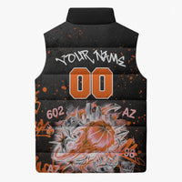 Personalized Arizona Sleeveless Puffer Jacket Graffiti Street Art Southwest Cactus Route 66 Retro