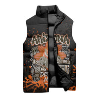 Personalized Arizona Sleeveless Puffer Jacket Graffiti Street Art Southwest Cactus Route 66 Retro