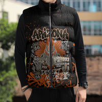 Personalized Arizona Sleeveless Puffer Jacket Graffiti Street Art Southwest Cactus Route 66 Retro