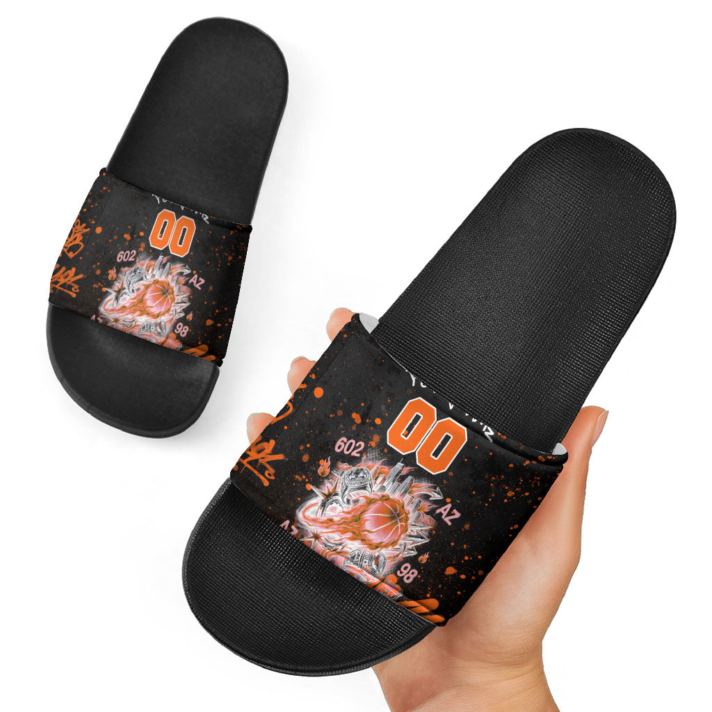 Personalized Arizona Slide Sandals Graffiti Street Art Southwest Cactus Route 66 Retro