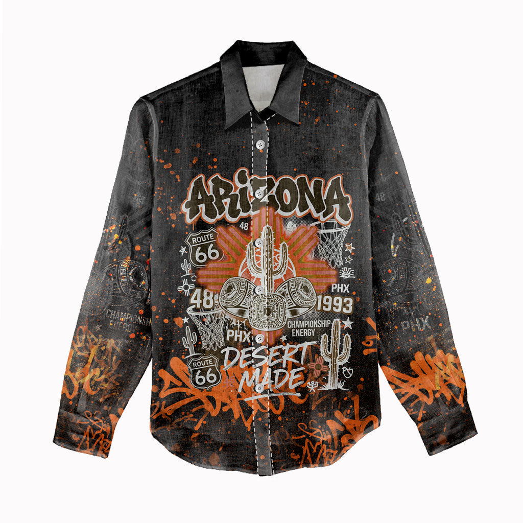 Personalized Arizona Women Casual Shirt Graffiti Street Art Southwest Cactus Route 66 Retro