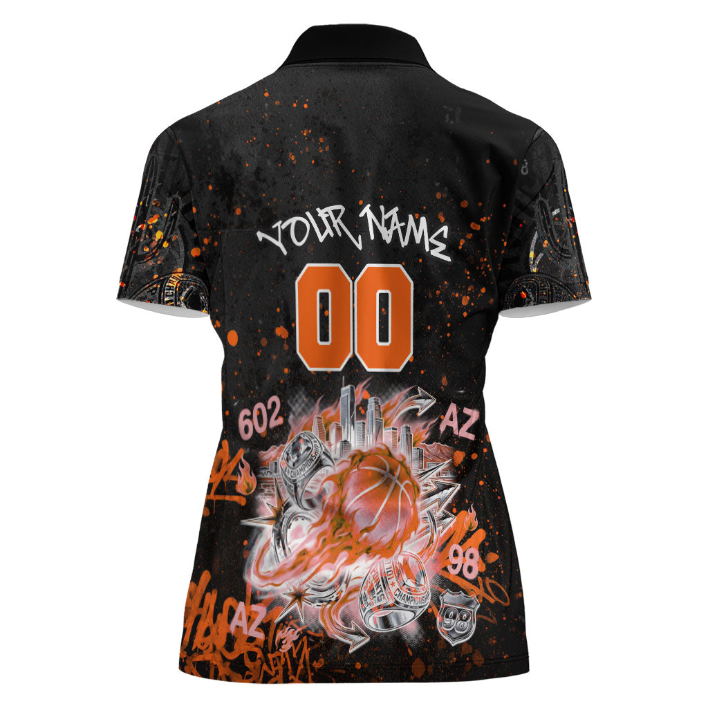 Personalized Arizona Women Polo Shirt Graffiti Street Art Southwest Cactus Route 66 Retro