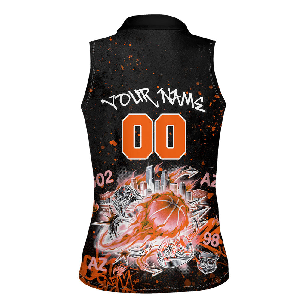 Personalized Arizona Women Sleeveless Polo Shirt Graffiti Street Art Southwest Cactus Route 66 Retro