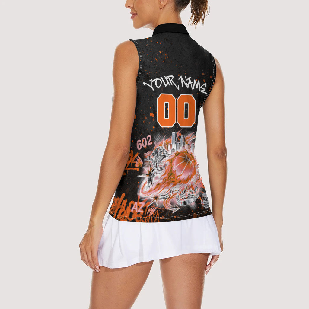 Personalized Arizona Women Sleeveless Polo Shirt Graffiti Street Art Southwest Cactus Route 66 Retro