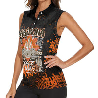 Personalized Arizona Women Sleeveless Polo Shirt Graffiti Street Art Southwest Cactus Route 66 Retro