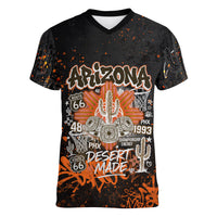 Personalized Arizona Women V-Neck T-Shirt Graffiti Street Art Southwest Cactus Route 66 Retro