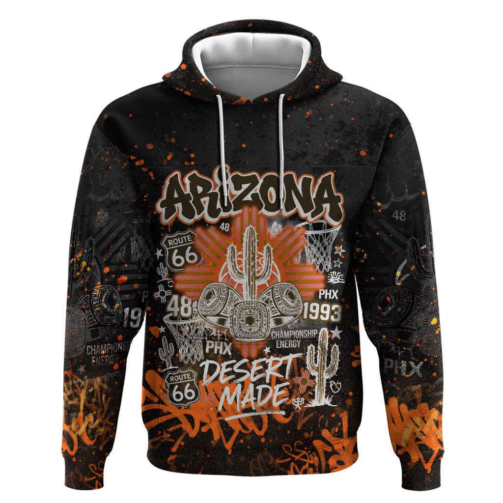 Personalized Arizona Zip Hoodie Graffiti Street Art Southwest Cactus Route 66 Retro